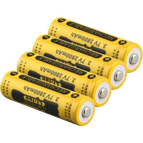 Lithium rechargeable battery, 3.7v, 2800mah, 14500., led flashlight, portable devices, lighting tools, battery