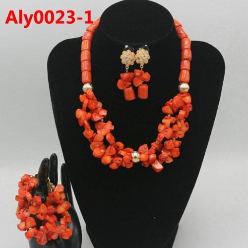 Fashion Afriacn Coral Beads Jewelry Set Real Nigerian Coral Wedding Jewelry Sets Women Costume Jewellery Set Aly0023-2