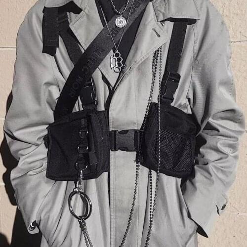 Chest Bags for Men Hip-hop Tactical Streetwear Waist Pack Unisex Outdoor Functional Vest Bags Two Pockets Harness Chest Rig Bag