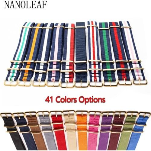 Wholesale Premium Nylon Watch Strap 18MM 20MM 22MM 24MM Wristband with Gold Color Stainless Steel Pin Buckle One-Piece Bracelet