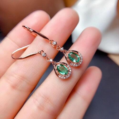 New Coming Luxury100% Natural And Real 925 Sterling Silver Emerald Earring For the Party