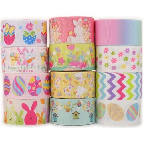 NEW fixed set 12yards 1-1/2'38mm mixed 12 style Easter day ribbon printed Grosgrain Ribbon set, each is 1 yard