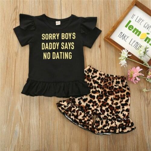 Girl Clothes 2020 Newborn Baby Girl Kid Short Sleeve T-shirt Ruffle Top + Leopard Print Pants 2pcs Outfit Clothes