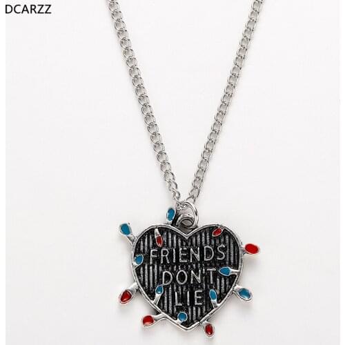 Stranger Things Necklace Friend don't Lie Heart Pendant with String Lights Necklaces for Girls Gift Eleven Jewelry Wholesale