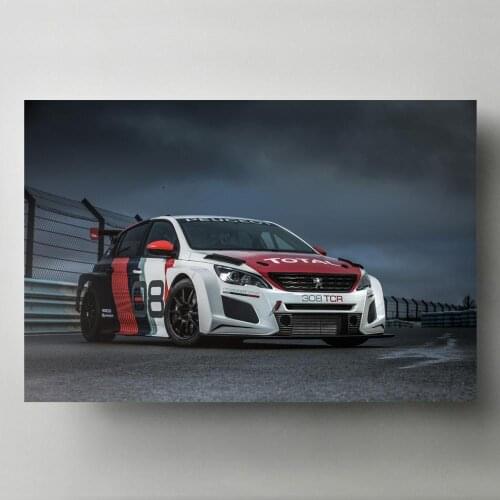 Peugeot 308 TCR 2018 Racing Car Sport Vehicle Canvas Paintings Modern Wall Art Pictur Posters and Prints for Living Room Decor