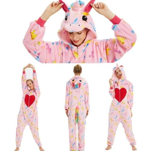 Kugurumi Pajamas Adult Animal Unicorn Narwhal Onesie Women Men Couples Pajamas Set Hooded Sleepwear Flannel Pyjamas 2019 Winter