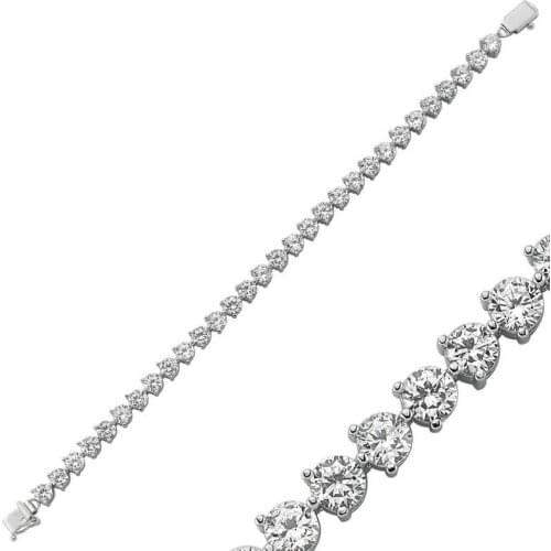 Silverlina Silver White Cubic Zirconia Water Ways Women 'S Bracelet