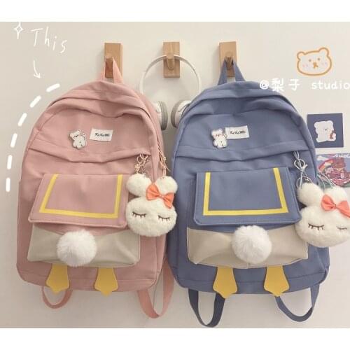 Middle school student schoolbag female Mori Japanese style canvas backpack Korean style high school backpack campus minimalist