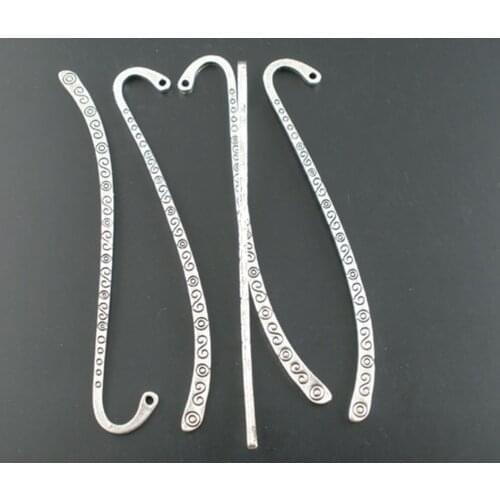 10PCs Antique Silver color Metal Crafts Collection Bookmark With Loop 85mm