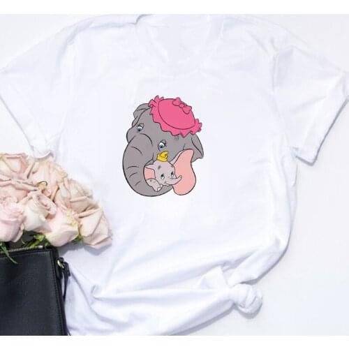 Dumbo Flying Elepant Print Women T Shirt Summer Short Sleeve Cute Cartoon Disney T-shirts Harajuku Female Clothes Tee Shirts