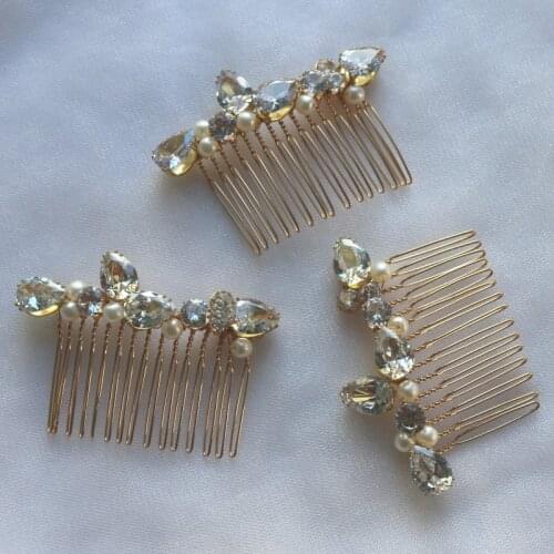 Shine Zircon Small Comb Wedding Hair Piece Pearls Jewelry Handmade Bridal Accessories Women Headpiece