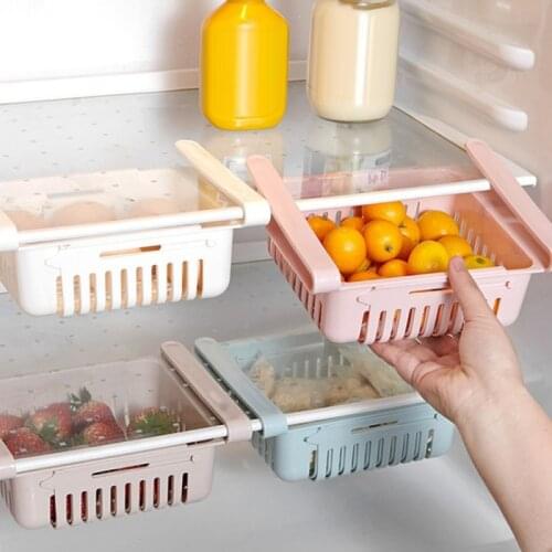 1PC Refrigerator Storage Rack Pull-out Storage Organizer Fridge Freezer Organizer Proper Interlayer Clip Type Storage Basket