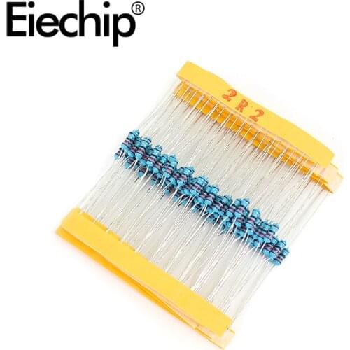 100pcs/lot 1/4W 1% Metal film resistor 2.2R 0.25W resistance 2.2 ohm Throught Hole