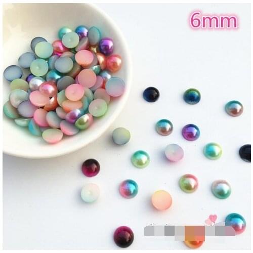 2018 Fashion Size 6/8mm 200/72pcs Rainbow Color Half Round ABS Imitation Pearl Bead Flat Back Scrapbook for DIY Craft Decoration