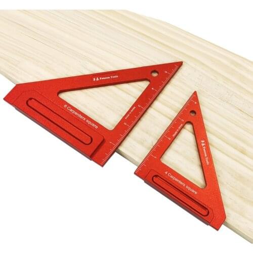 4/6 Inch Triangle Ruler Aluminum Alloy Woodworking Square Ruler 45/90 Degree Measuring Gauge Height Ruler Carpenter Tool