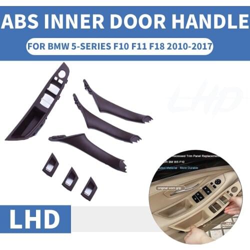 4/7PCS Left Hand Drive LHD For BMW 5 series F10 F11 F18 520 525 530 Mocha Car Interior Door Handle Inner Panel Pull Trim Cover