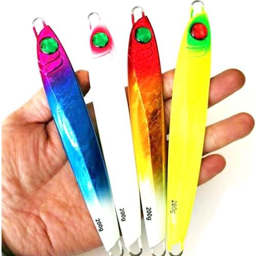 5PCS Deep Sea Slow Jig Fishing Zebra glow Jigging Sinking Lure Jigbait Spoon Baits 150/200g