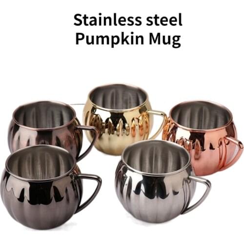 700ml Creative Pumpkin Shape 304 Stainless Steel Electroplating Cocktail Wine Cup Family Bar Restaurant Beer Mug