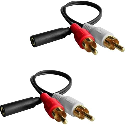 NUOLIANXIN Y Connector Audio Cable 3.5mm Audio Female to 2 RCA Male Stereo Cable (2 Pack)