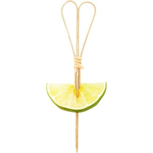 Free Shipping - Party Suppliers Disposable Tableware, 120mm Cocktail Heart Bamboo Pick Fruit Skewer, 100/Pack