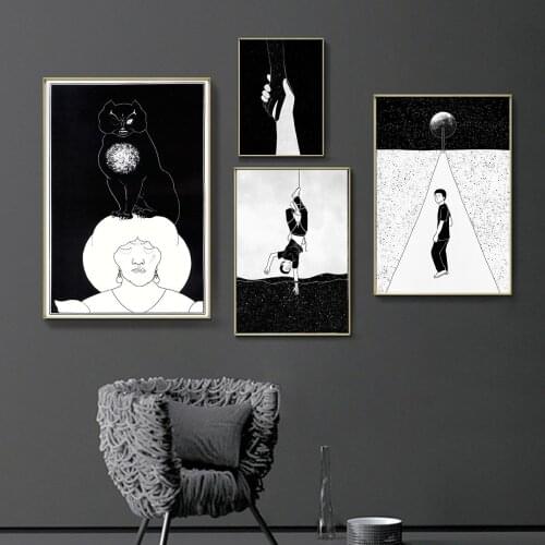 Black and White Deep Meaning Alternative Oil Painting Picture Poster Canvas Print Painting Wall Art Living Room Home Decoration