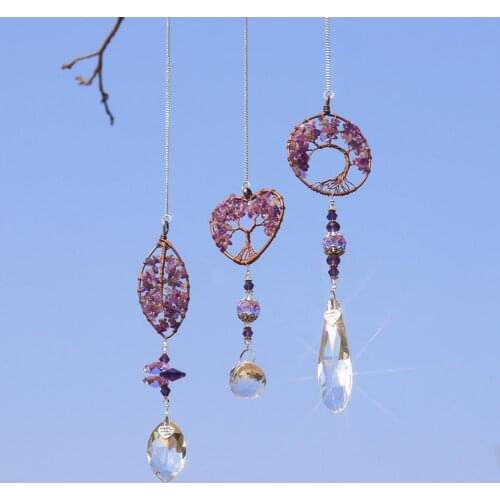 Decorative Rainbow Pendant K9 Crystal Prisms Wind Chimes Hanging Ornament Heart/Leaf/Shape Window Curtains Pendant Home Decor