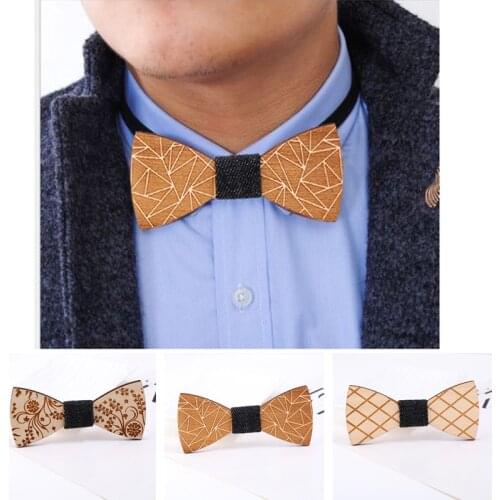 Gentleman Handmade Wooden Bowtie Musical Note Boat Anchor Pattern Men Kids Party Necktie Bowknot Classic Wedding Accessory