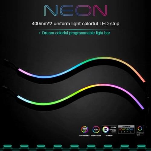 Bendable DIY Combo Light Strip ARGB Neon Computer Case Decoration LED Strip 5V 3PIN Light Header AURA 13mmx5.5mmx400mm X 2pcs