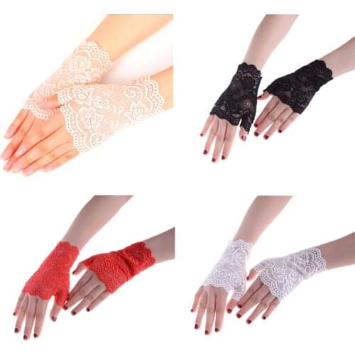Hot Sale 4 Colors Charm Sexy Lady Women Lace Driving Sunscreen Glove Mittens Bridal Gloves Wedding Gloves