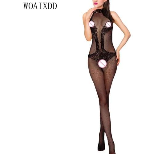 Hot Selling Sexy Lingerie Black Sexy Bodystocking Open Crotch bodysuit Netting Process for Fine Italian Jacquard Sex Products