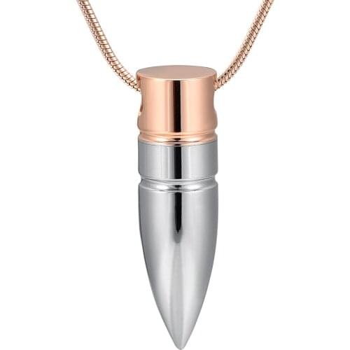 IJD9891 High Polished Stainless Steel Male Bullet Cremation Pendant Memorial Necklace Ashes Urn Human/Pet Keepsake Men Jewelry