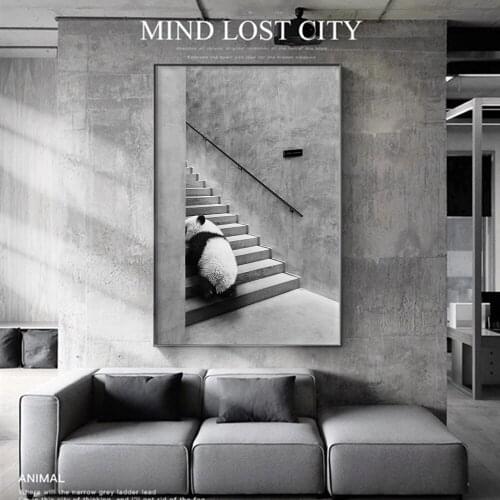 Black And White Panda Animal Canvas Painting Nordic Simplicity Style Poster For Living Room Wall Decorative Pictures Home Decor