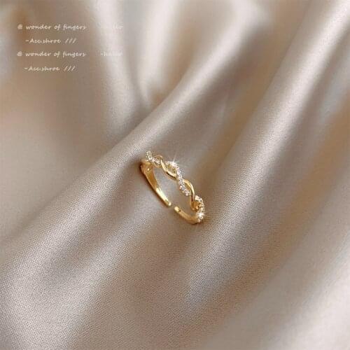 Simple Cross Twist Shape Gold Opening Rings For Woman 2021 Neo Goth Student Jewelry Korean Fashion Girls Finger Set Jewelry