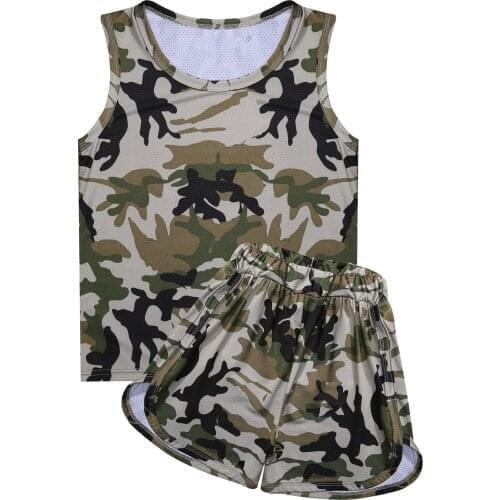 Summer Kids Boys Camouflage Sports Sets Sleeveless Vest Top + Shorts 2Pcs Boys Clothes Set Children Casual Tracksuit Outfits
