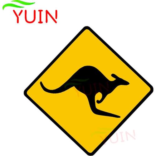 Personality Kangaroo Caution Car Sticker Animal Logo Cars Accessories PVC Body Windshield Decoration Waterproof Decal 13*13cm