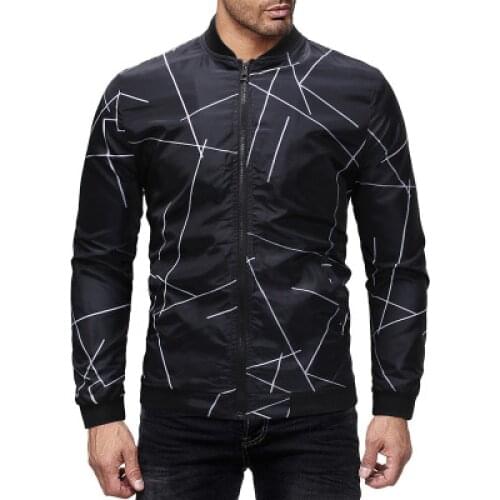 2020 Autumn and Winter new printed slim fit men jacket fashion casual autumn coat for men Stand Collar jackets