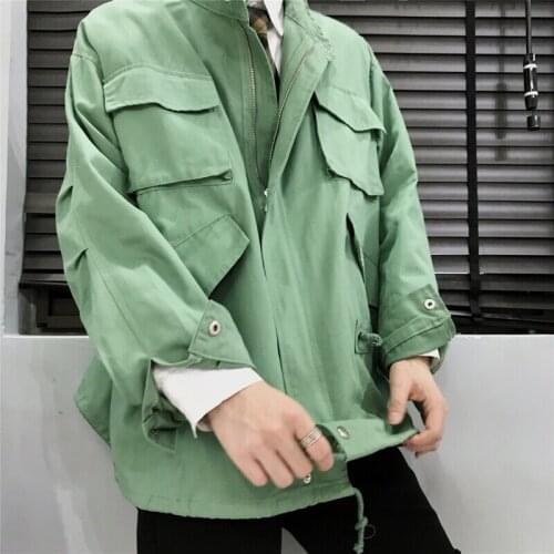 Mens Stand Collar Loose Jacket Retro Military Coat Oversize Outwear Fashion Safari Style Coats Plus Size M-5XL C34