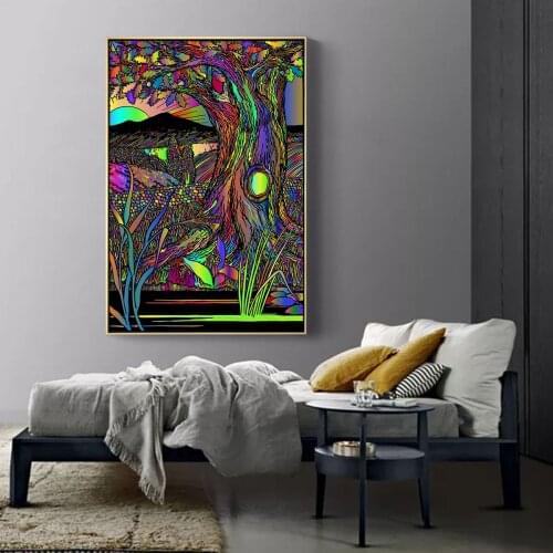 Wall Decoration Oil Canvas Painting Colorful Tree Hole Poster Canvas Print Painting Wall Art Living Room Home Decoration