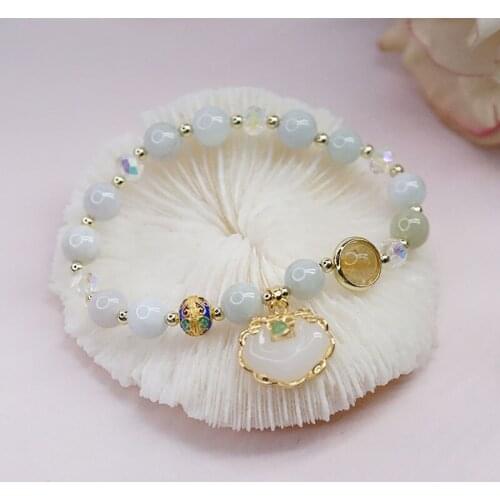 New Vintage Jade Bracelet for Women Girls National Style Long Life Lock Transfer Simple Antique Student Girlfriends Jewelry