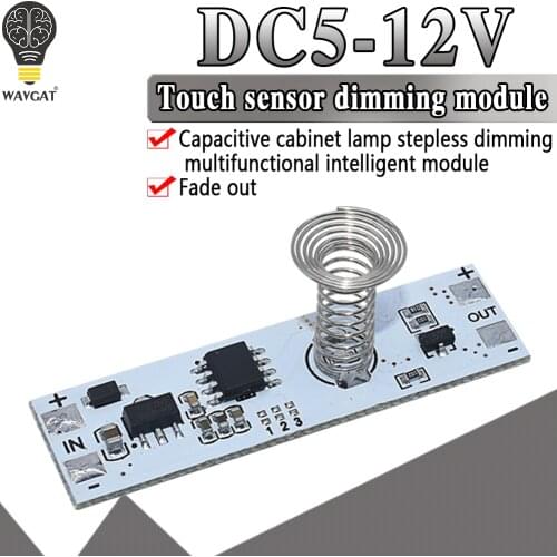 DC 12V Capacitive Touch Sensor Switch Coil Spring Switch LED Dimmer Control Switch 9-24V 30W 3A for Smart Home LED Light Strip