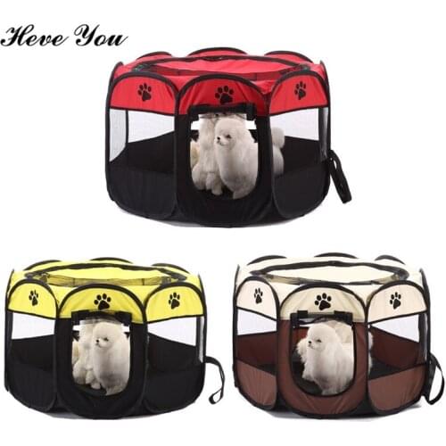 Heve You Portable Folding Pet Dog House Cage Dog Cat Tent Playpen Puppy Kennel Easy Operation Octagonal Fence Outdoor Supplies