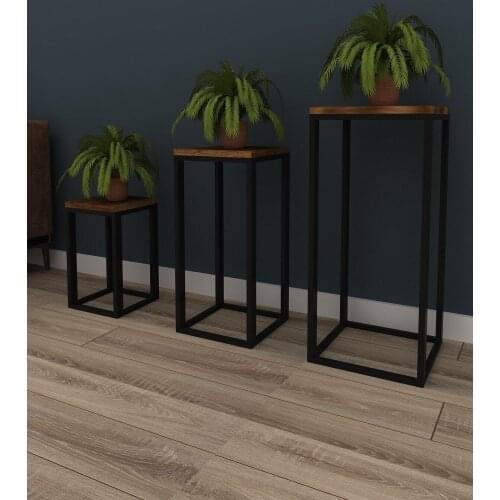 Flower Pot Stand Flowerpot Flower Rack Black Metal flower pot plant holder Wooden tray garden pots and saviors Rack for flowers