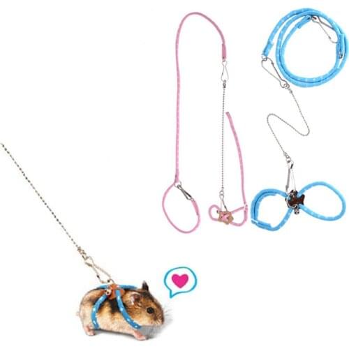 Cute Adjustable Pet Rat Mouse Hamster Harness Rope Pet Hamster Leashes Lead Collar for Rat Mouse Pet outdoor Supplies