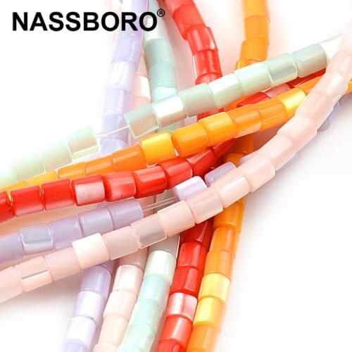 4x4mm Straight Cylinder Natural Heishi Beads Small Pear Dyed Shell Beads For Jewelry Making Necklace Bracelets Earrings