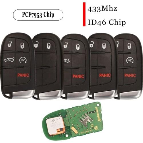 Jingyuqin Remote For Dodge Journey Crossroad, R/T, SE, SXT, GT Durango Citadel Pursuit FCC ID: M3N-40821302 Id46 433mhz