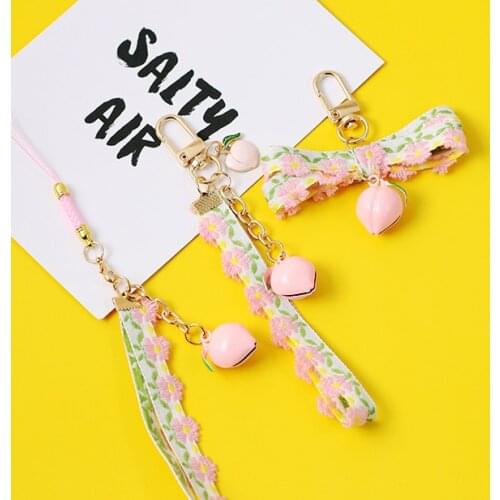 Luxury Pink Peach Hang Rope Phone Strap Lanyards for iPhone/Samsung/Xiaomi/Huawei USB Flash Drive Keychain Mobile Phone Strap