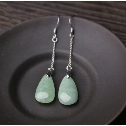 Natural Jade Earrings Earrings 925 Silver Jelly Earrings Water Drops Pouch Jade Pendants Fashion Gifts Fashion Jewelry
