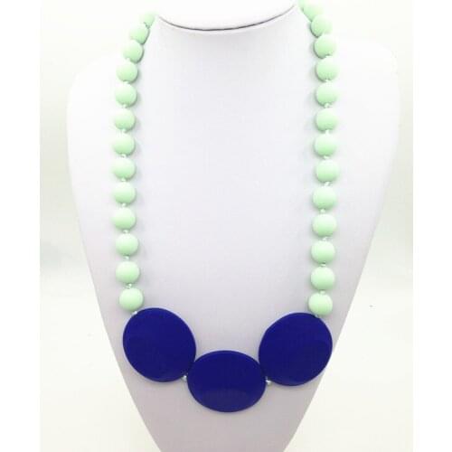 BPA free Silicone large Oval Bead necklaces Silicone Teething /nursing necklaces wholese