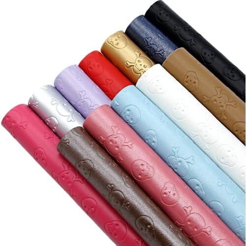 Bump Texture Theme Faux Leather Sheets Skull Bone Embossed Synthetic Leather Fabric 20x33cm for DIY Earrings for Halloween