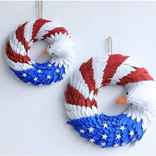 Eagle Hanging Door Wreath Easy Clean Bright Colors Eagle Shape Independence Day Hanging Wreath American Front Garden Decoration